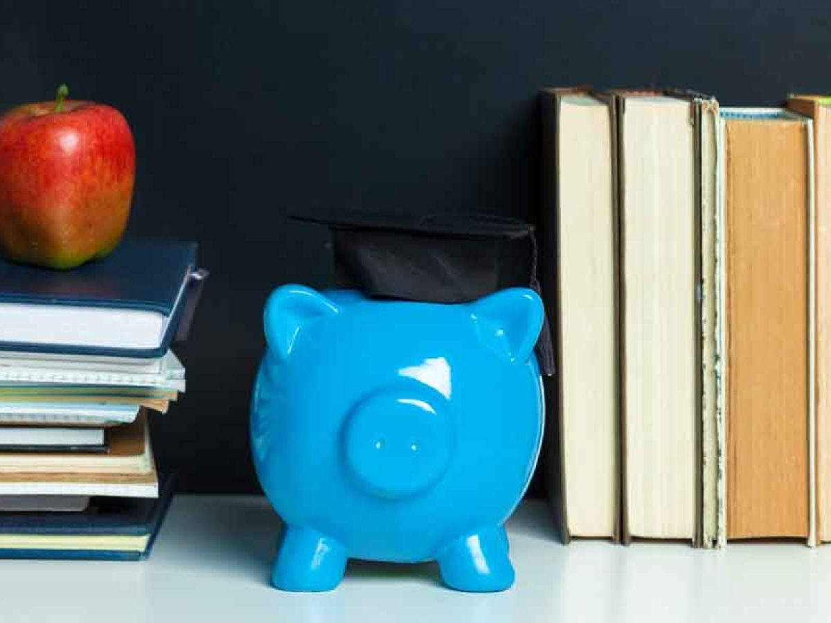 Livros de educação financeira sobre a estante.