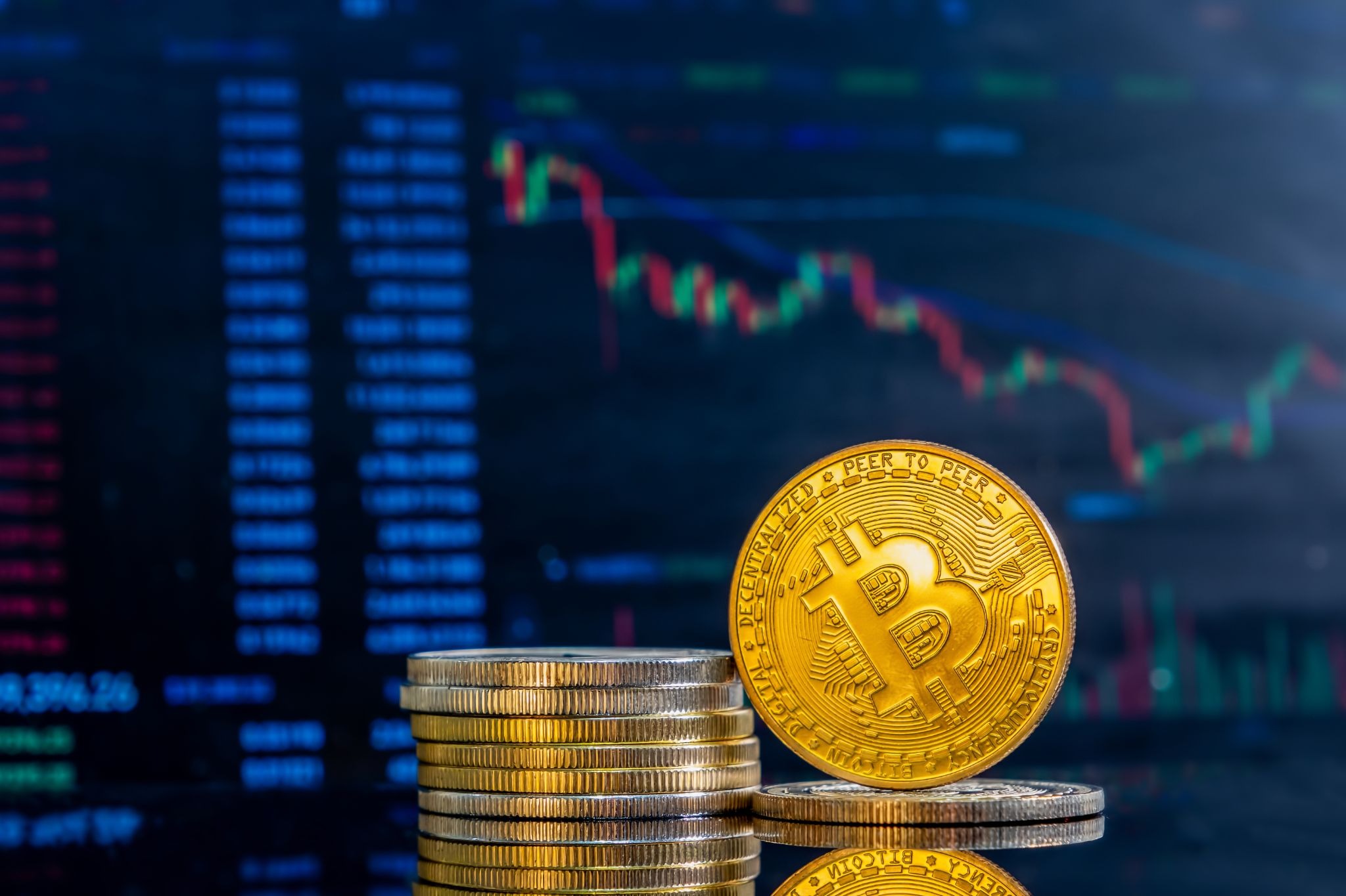 Oscilações de mercado do Bitcoin.